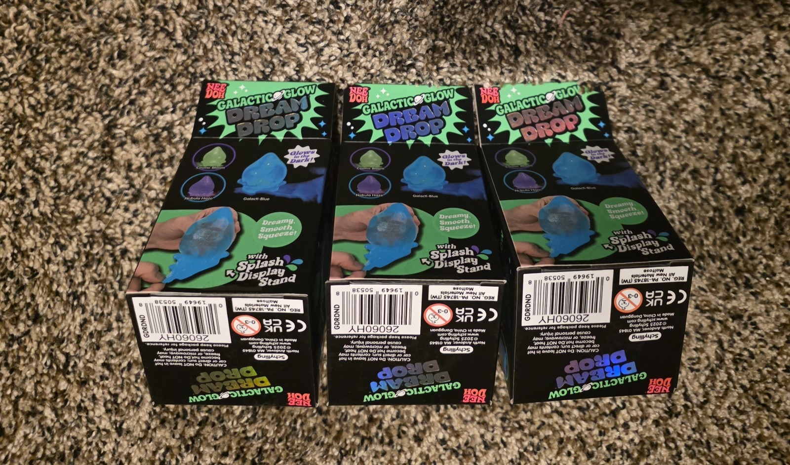 NeeDoh Galactic Dream Drop Lot Of 3-Green, Blue and Pink NIB Extremely Rare! 🔥