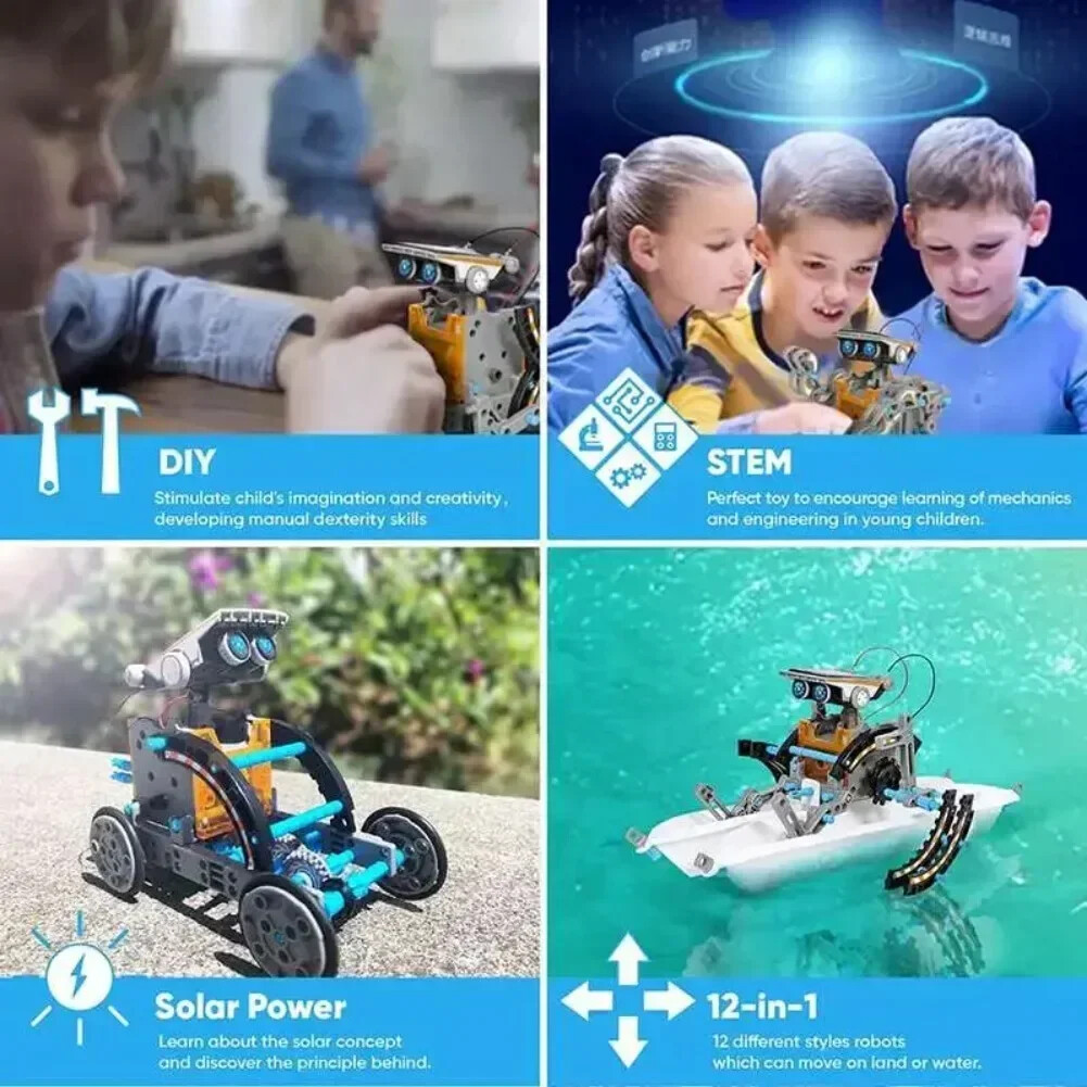 13in1 Solar Powered Robot Science Kit Building Blocks Gift for Kids Electronic