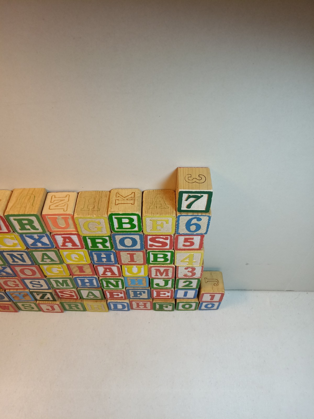 VTG Children’s ABC Wooden Block Building Set Of #73 Blocks Includes Numbers