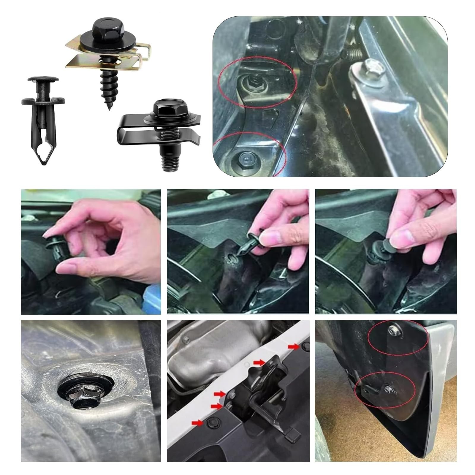 100 PCS Car Body Fasteners Assortment Kit, Bumper Fender Splash Guard Screws …