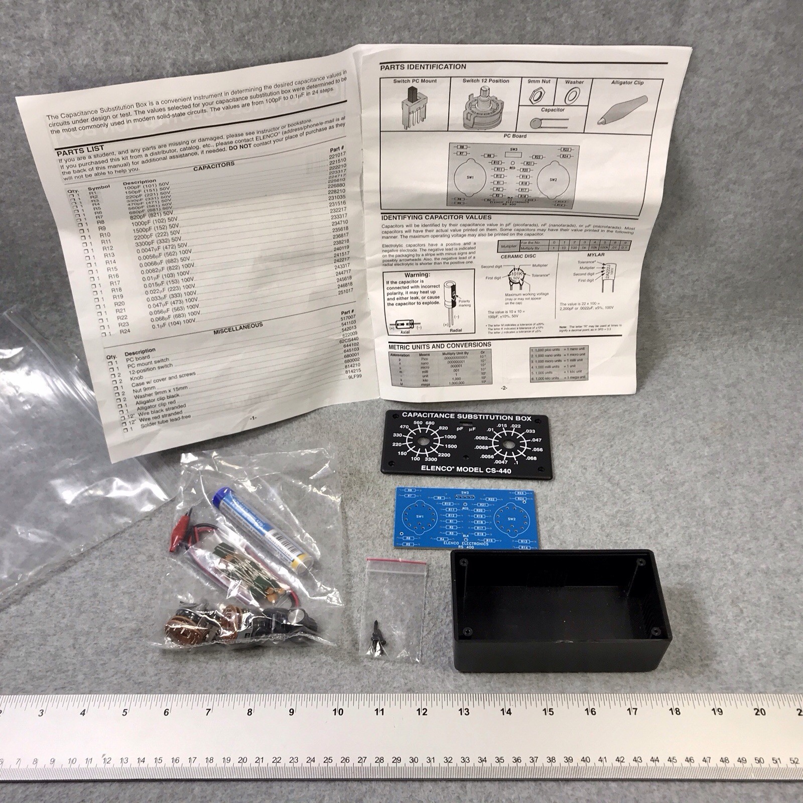 Elenco Capacitance Substitution Box Model K-38 CS-440 Unassembled Project Kit