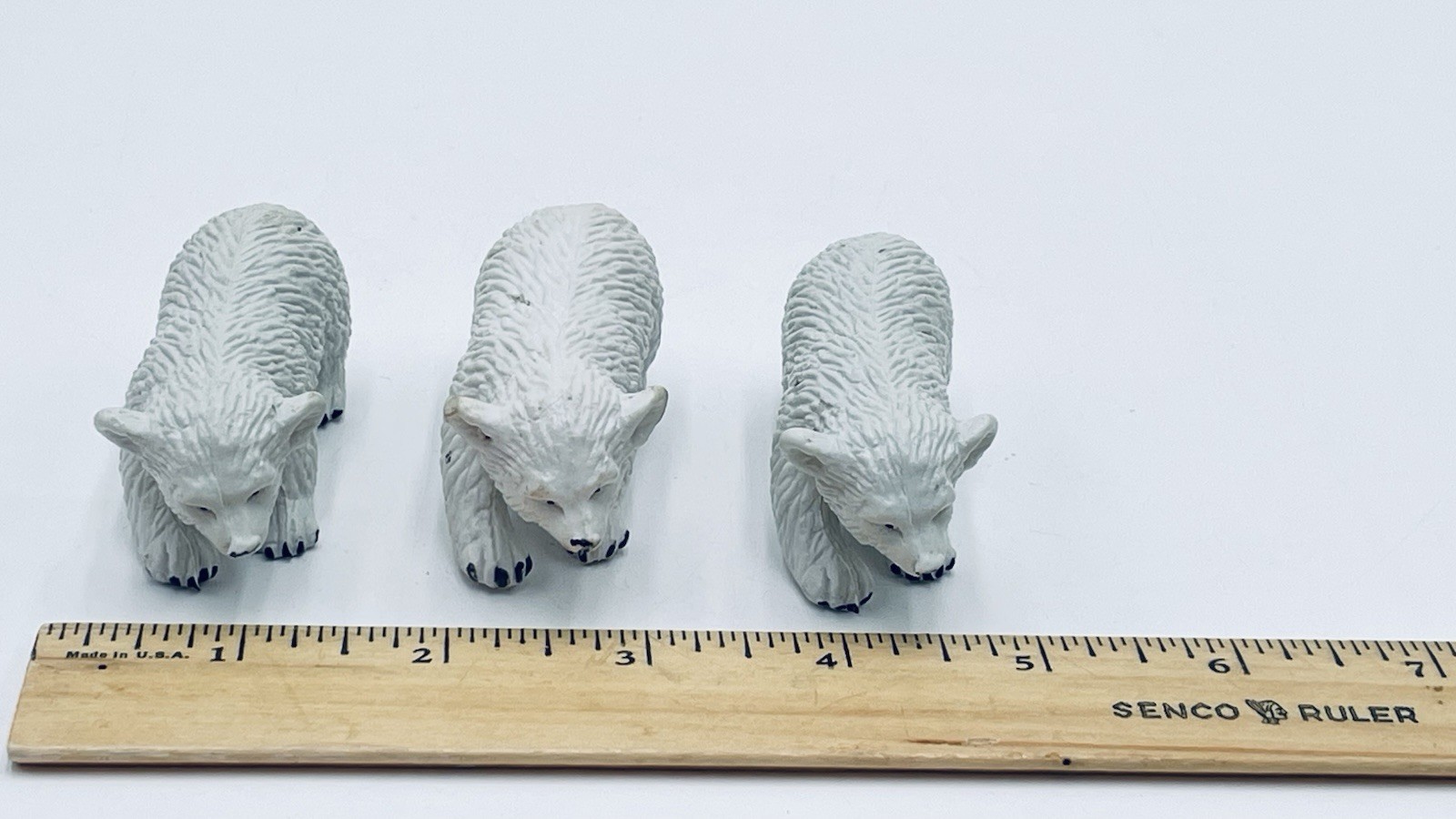 VTG Rubber Hard Plastic POLAR BEAR CUB Toy Figure Zoo Wild Animal Safari LOT – 3