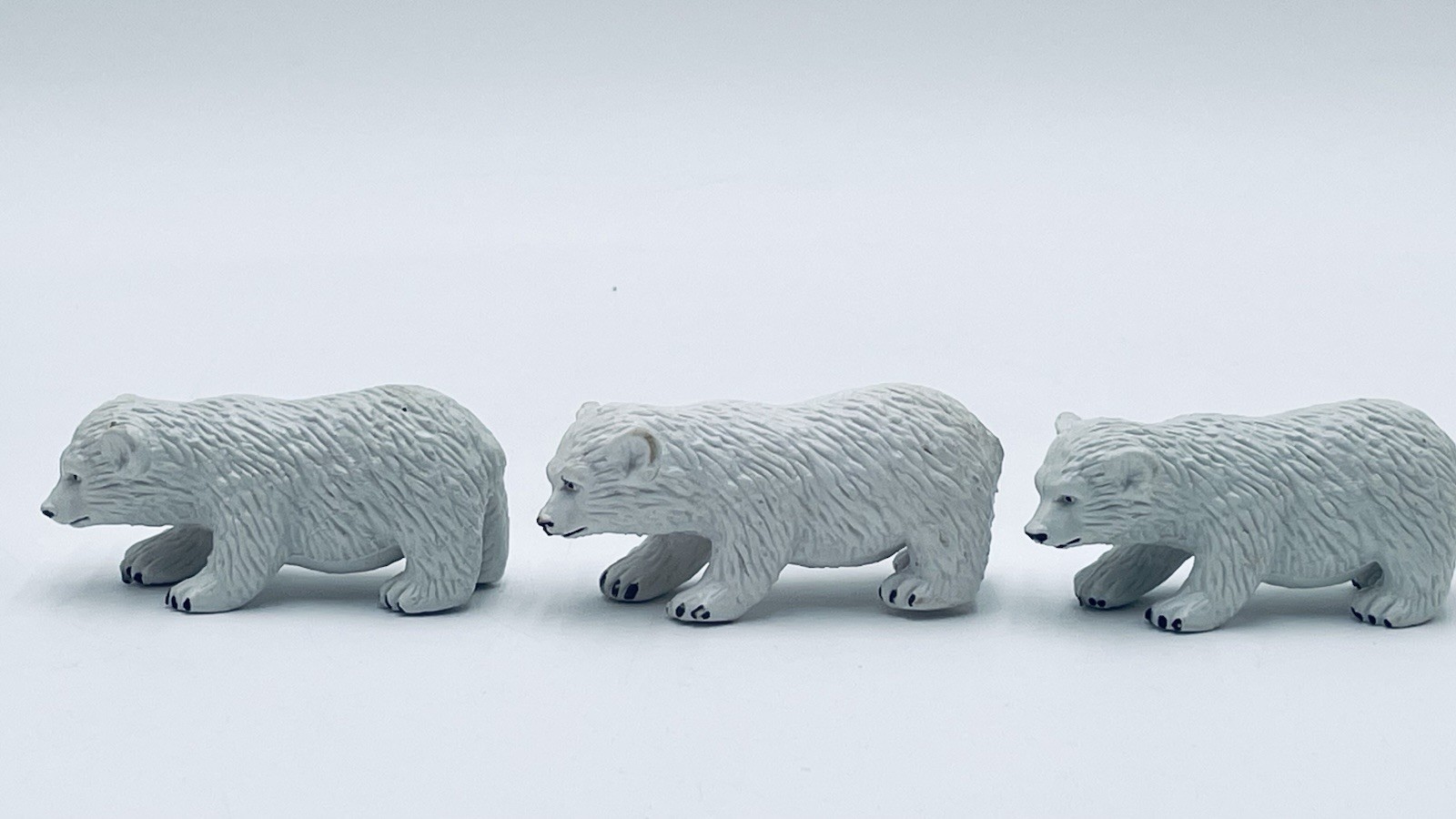 VTG Rubber Hard Plastic POLAR BEAR CUB Toy Figure Zoo Wild Animal Safari LOT – 3