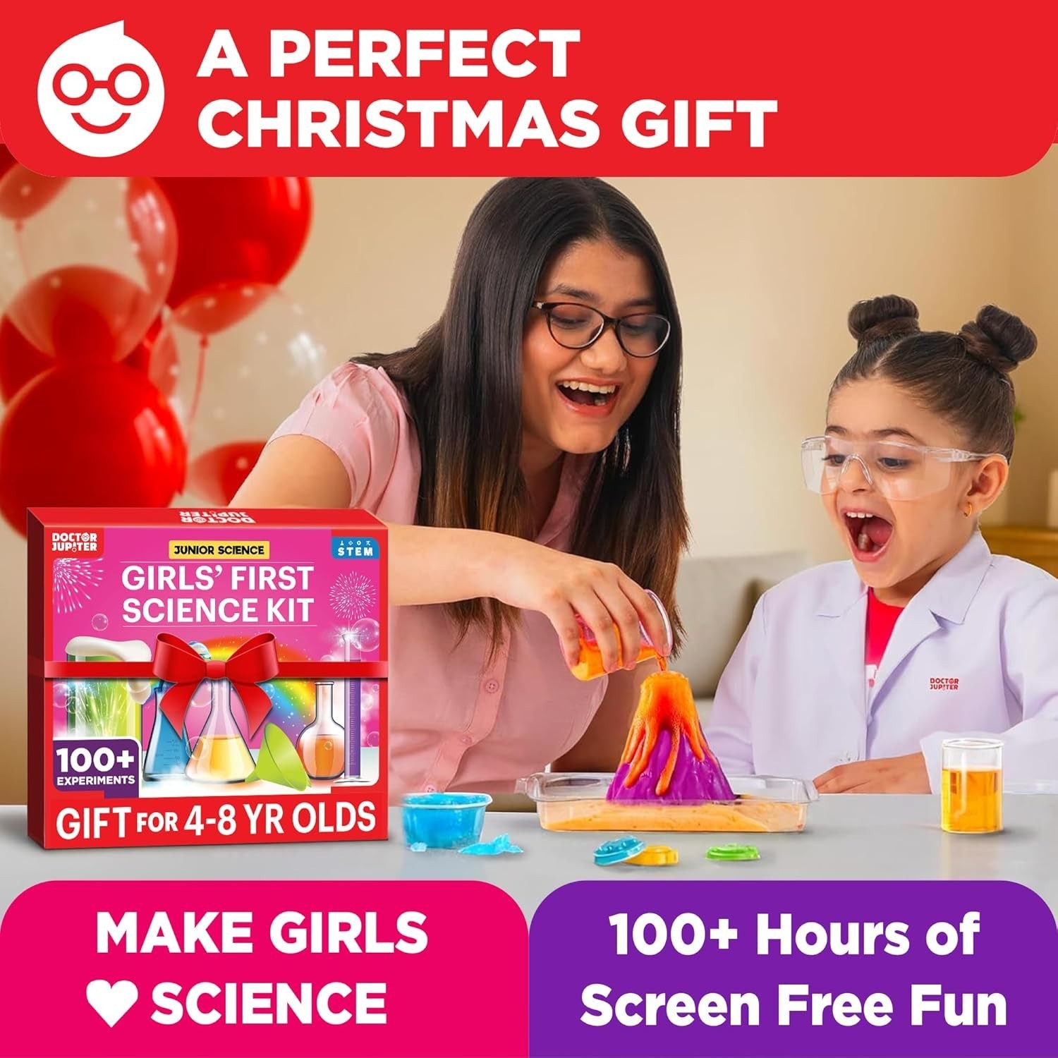 Doctor Jupiter Girls First Science Kit Kids Ages 4+ STEM Toy 100+ Experiments