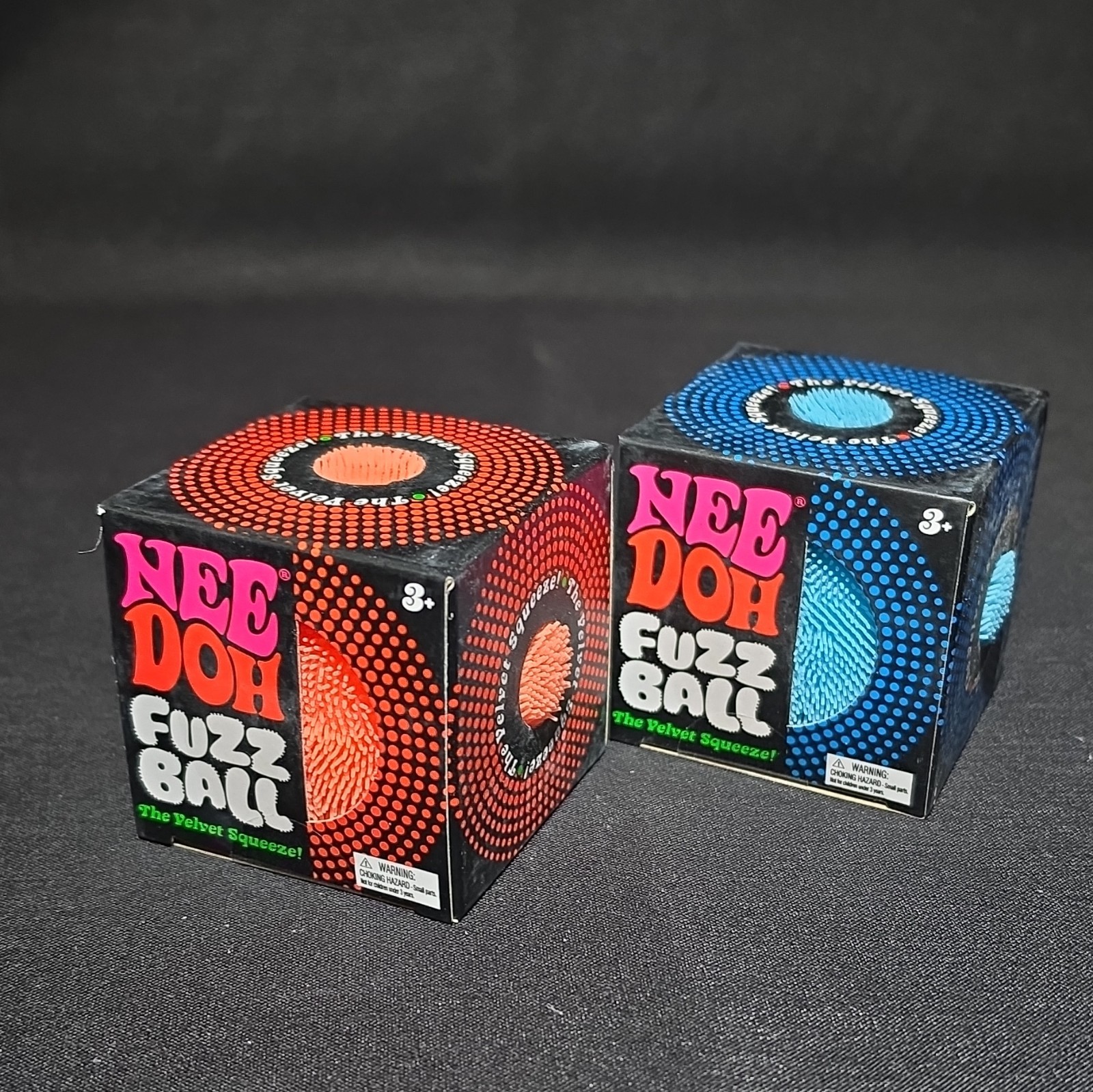 Nee Doh Fuzz Ball Velvet Squeeze Toy. Lot Of 2