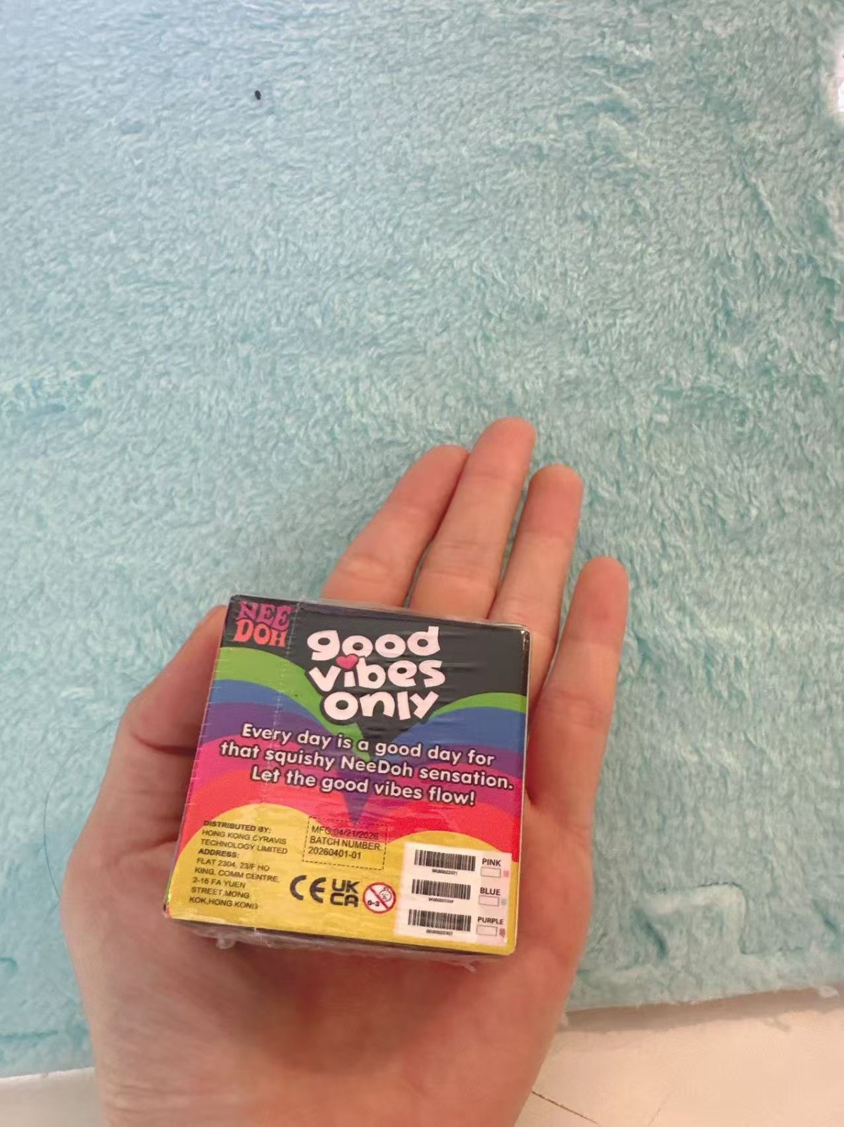 Off Brand NeeDoh Good Vibes Only 2 Inch Blue Squishy Squeeze Toy Ages 4 & Up