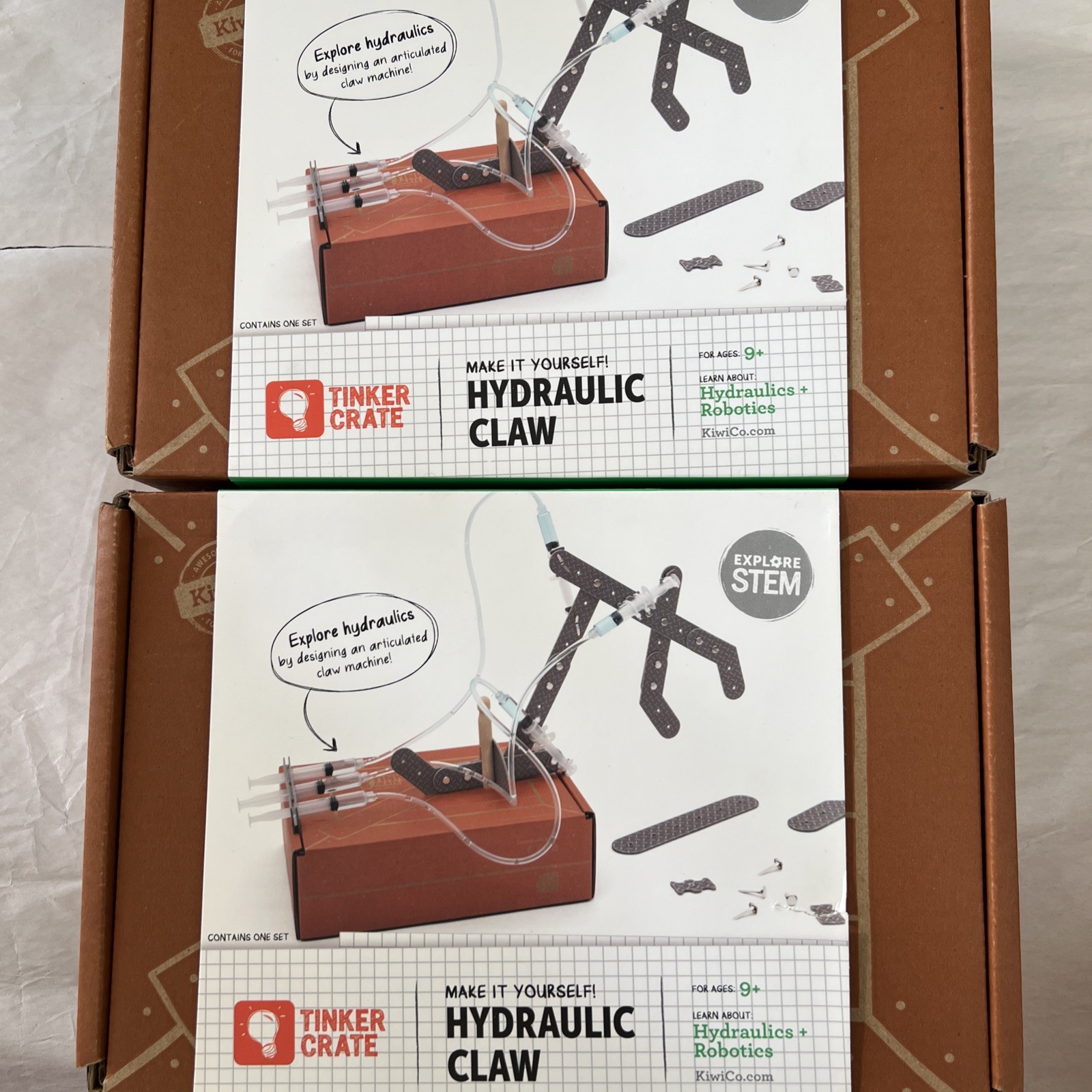 Lot of 2 Kiwi Co Tinker Crates Hydraulic Claw and Paper Circuit Home School STEM