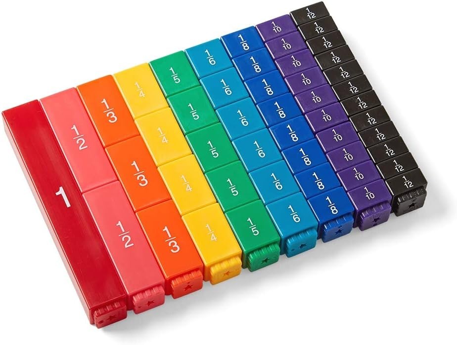 Rainbow Fraction Tower Cubes Set of 51 Multi Color Plastic Math Manipulatives