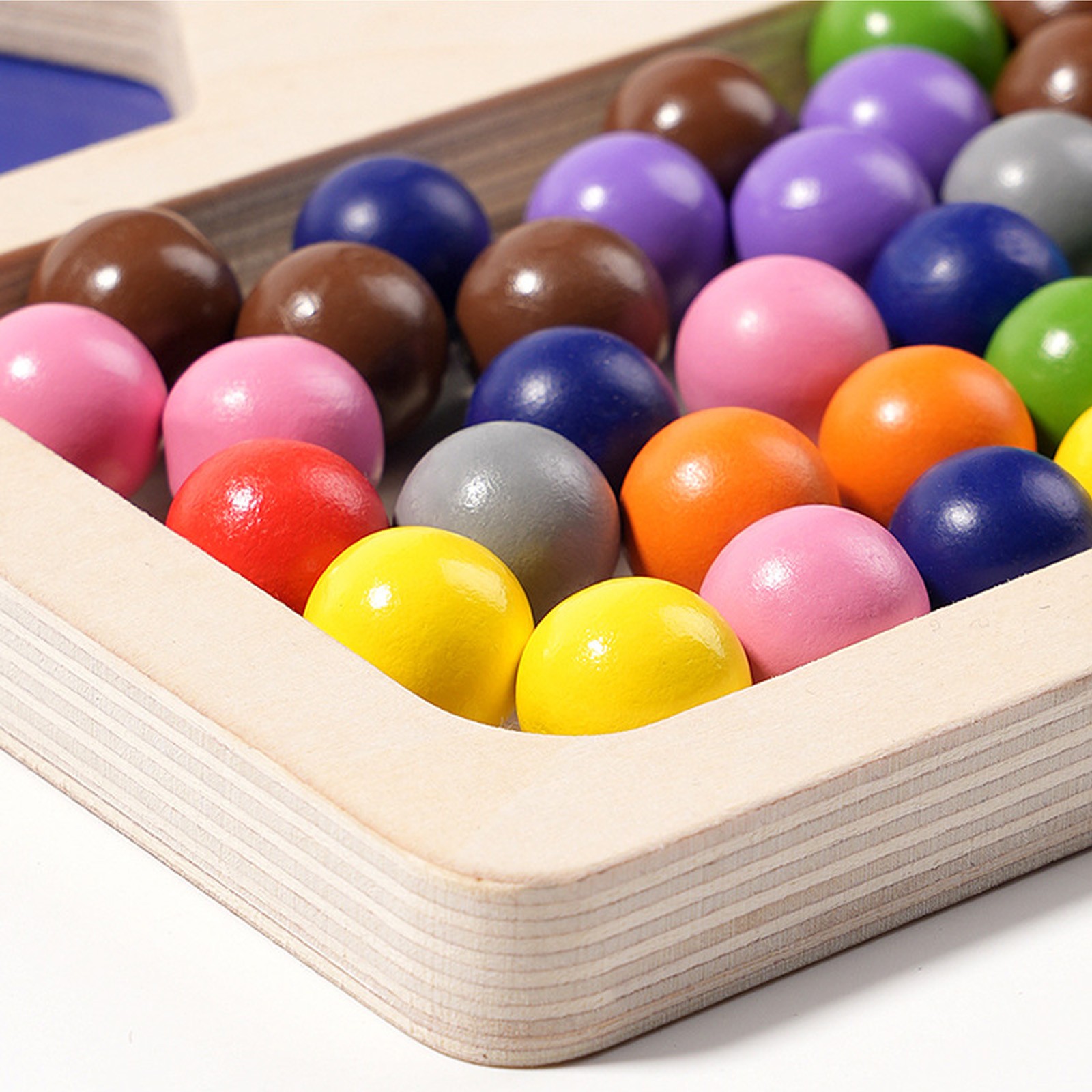 59PC Wooden Bead Counting Math Board Matching Color Sorting Game for Age 3+ Kids