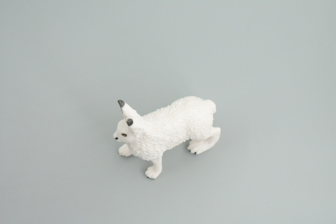 White Rabbit Toy, Arctic Hare, Hand Painted Rubber Toy 2.5 Inches CH876 BB199