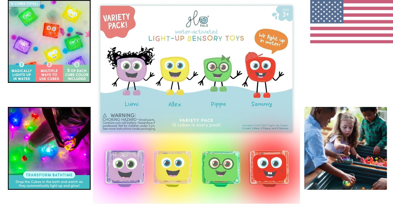 12-Pack Water-Activated Light-Up Cubes – Supports Fine Motor Skills & Learning