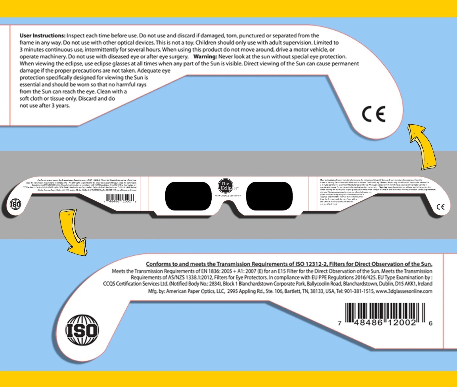 10 Pack Solar Glasses Eclipse Glasses ISO Certified NASA Approved Brand New