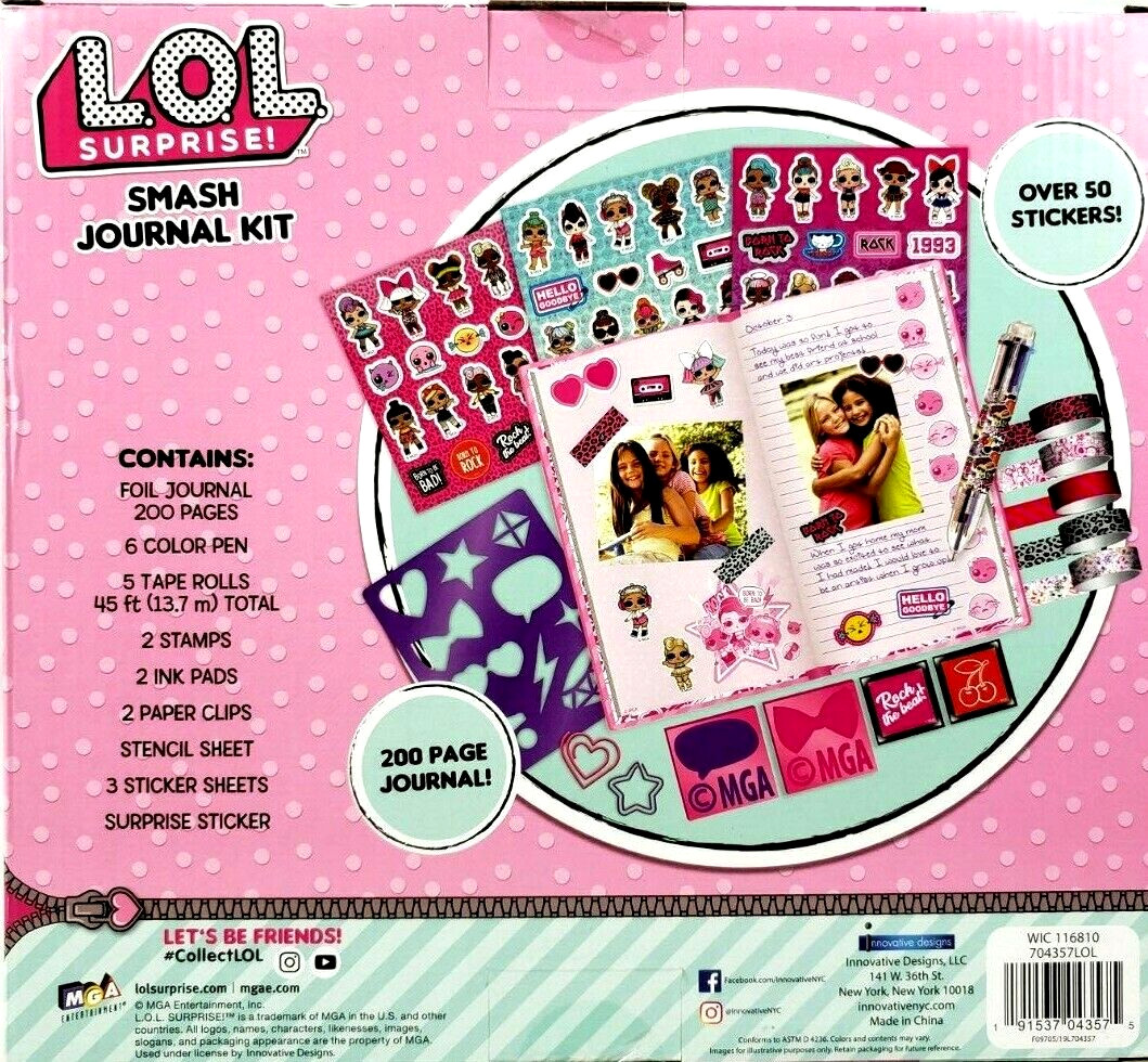 L.O.L. Surprise! Smash Journal Kit – 200 Pages, Stickers, Stamps, New in Box