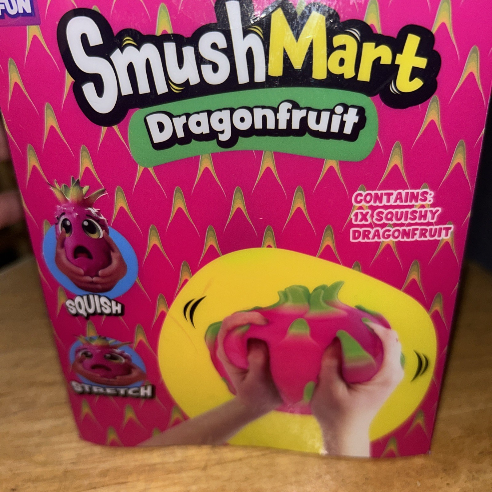 Crazy Fun SmushMart Dragonfruit Squishy Squeeze Toy Ages 6+ Pink/Green Authentic