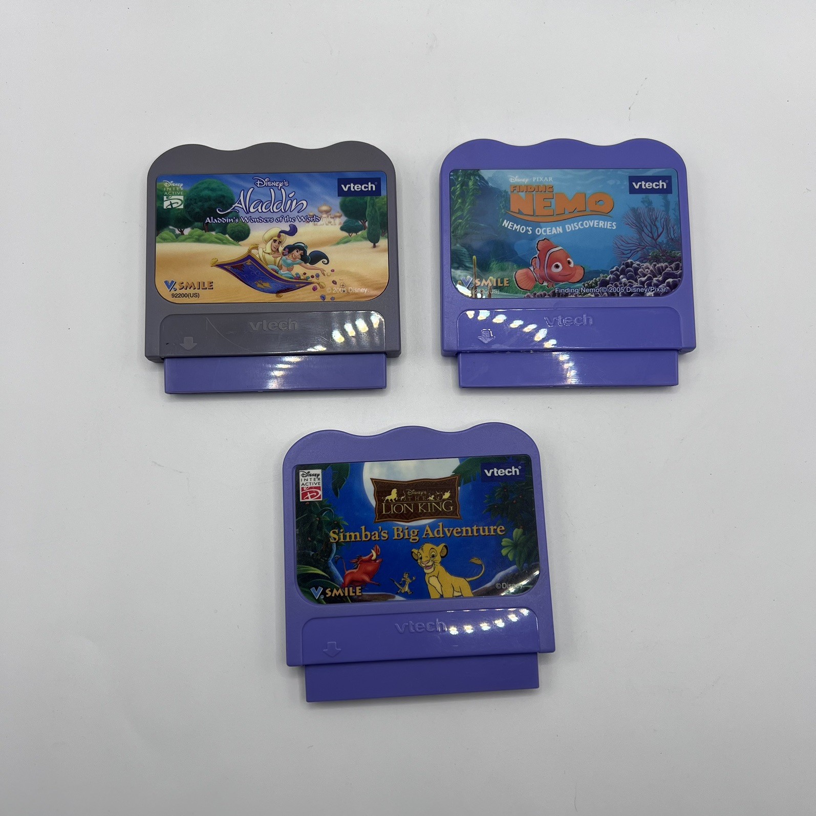VTech VSmile TV Learning System (Lot of 3) Games Disney Nemo Aladdin Lion King