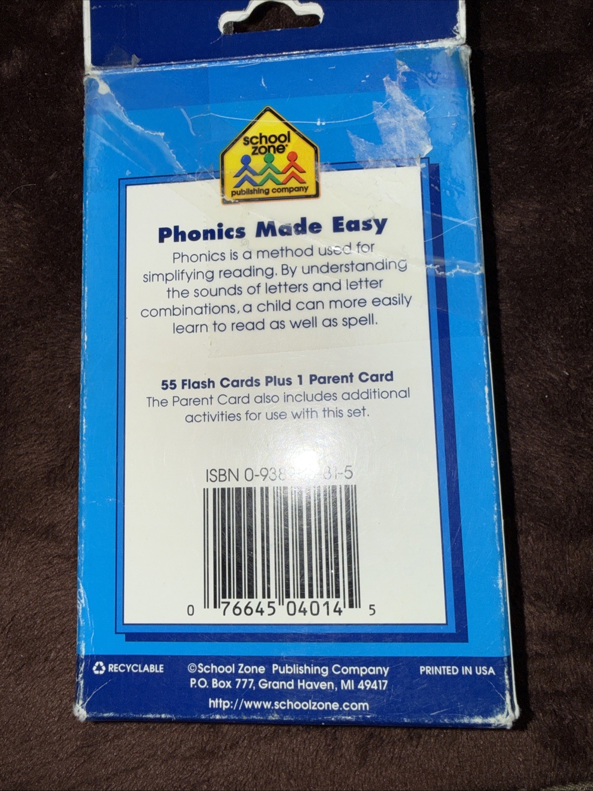 School Zone Flash Cards Phonics Made Easy Words/Pictures/Game Home School Used