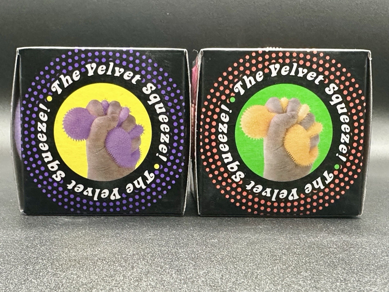 LOT OF 2: Nee Doh Needoh FUZZ BALL Velvet Squeeze Fuzzball NEW Orange & Purple