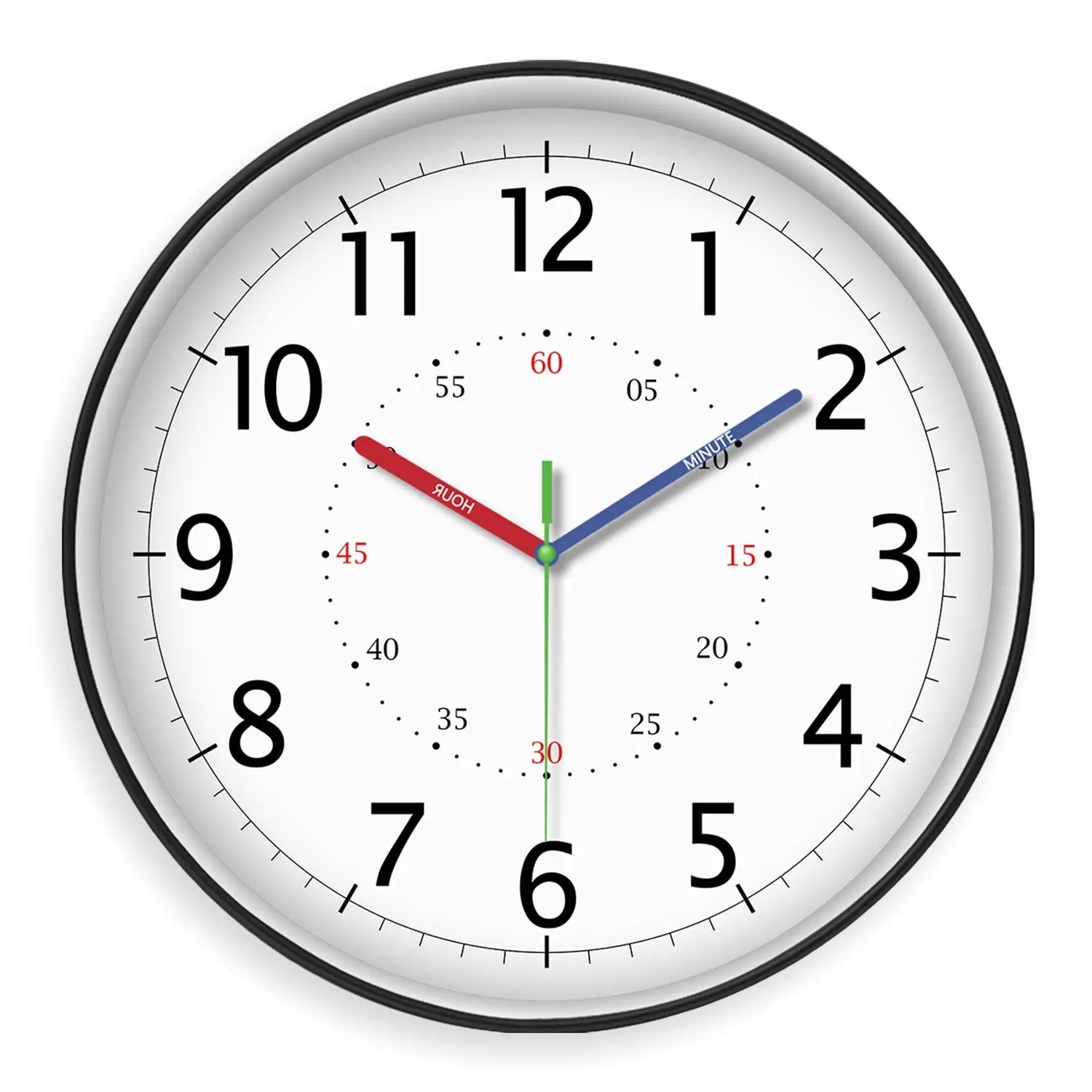 Rainbow Silent Wall Clock Modern Quartz Educational Clock for Kids & Home |