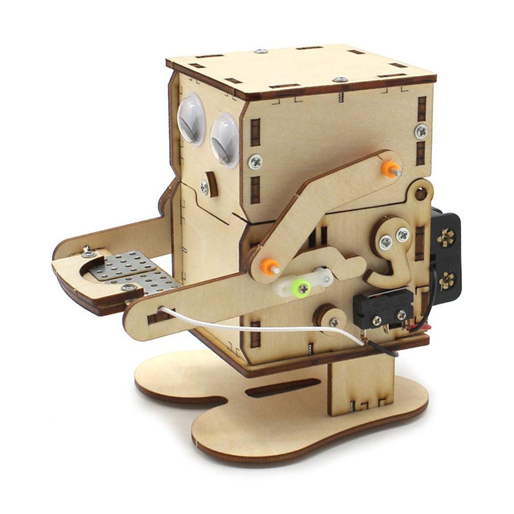 Diy Robot Eating Coin Wood Model Teaching Learning Stem