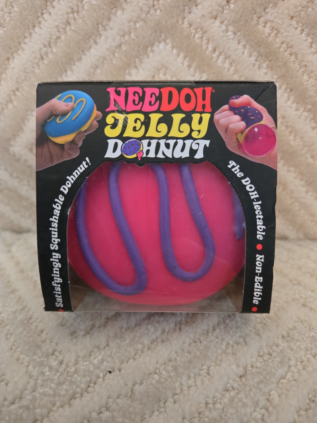NeeDoh JELLY DOHNUT Pink Frosting Purple Swirl Donut Stress Ball Squeeze Fidget