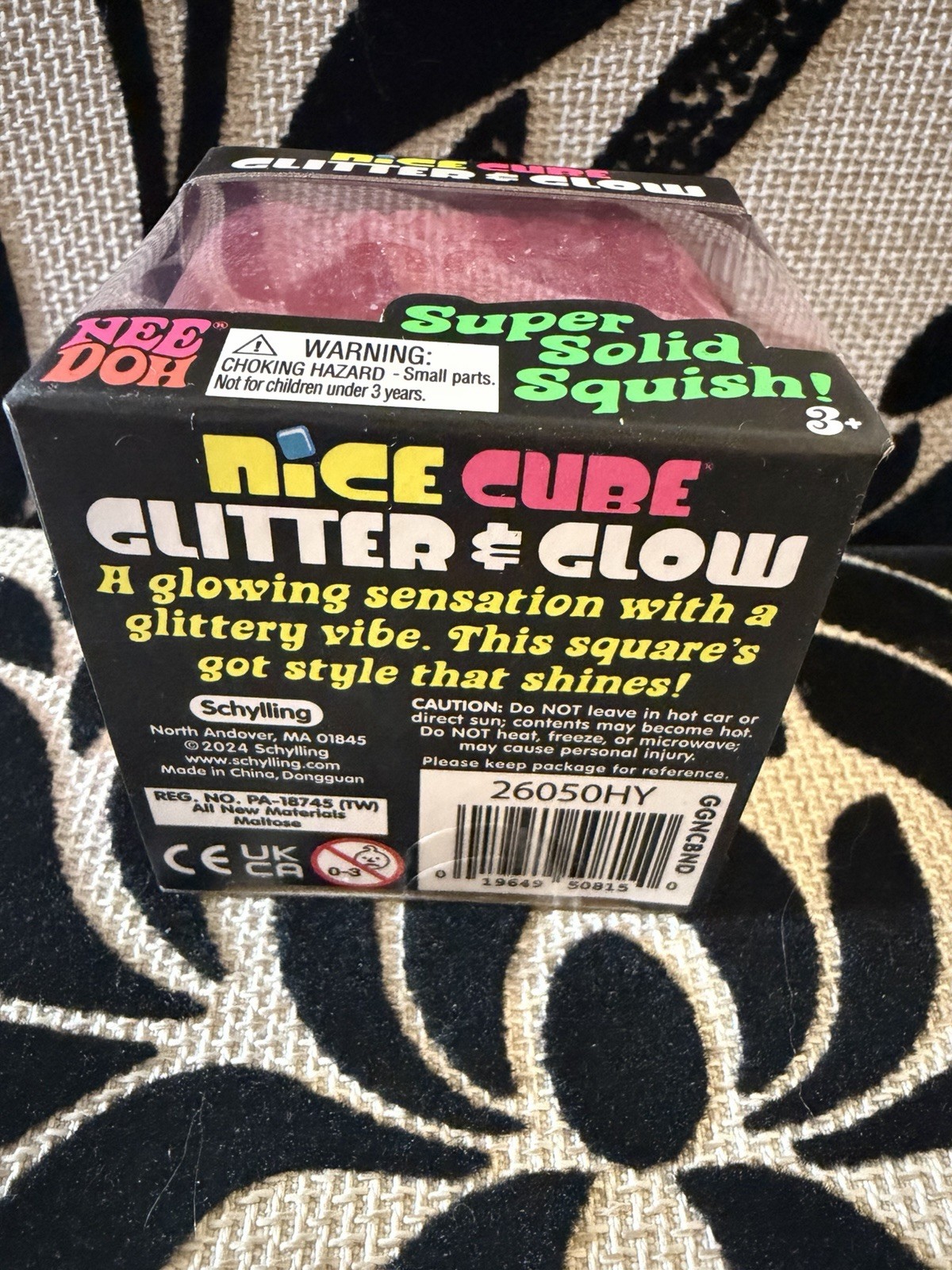 🩷 Authentic Schylling NeeDoh Pink Nice Cube Glitter and Glow