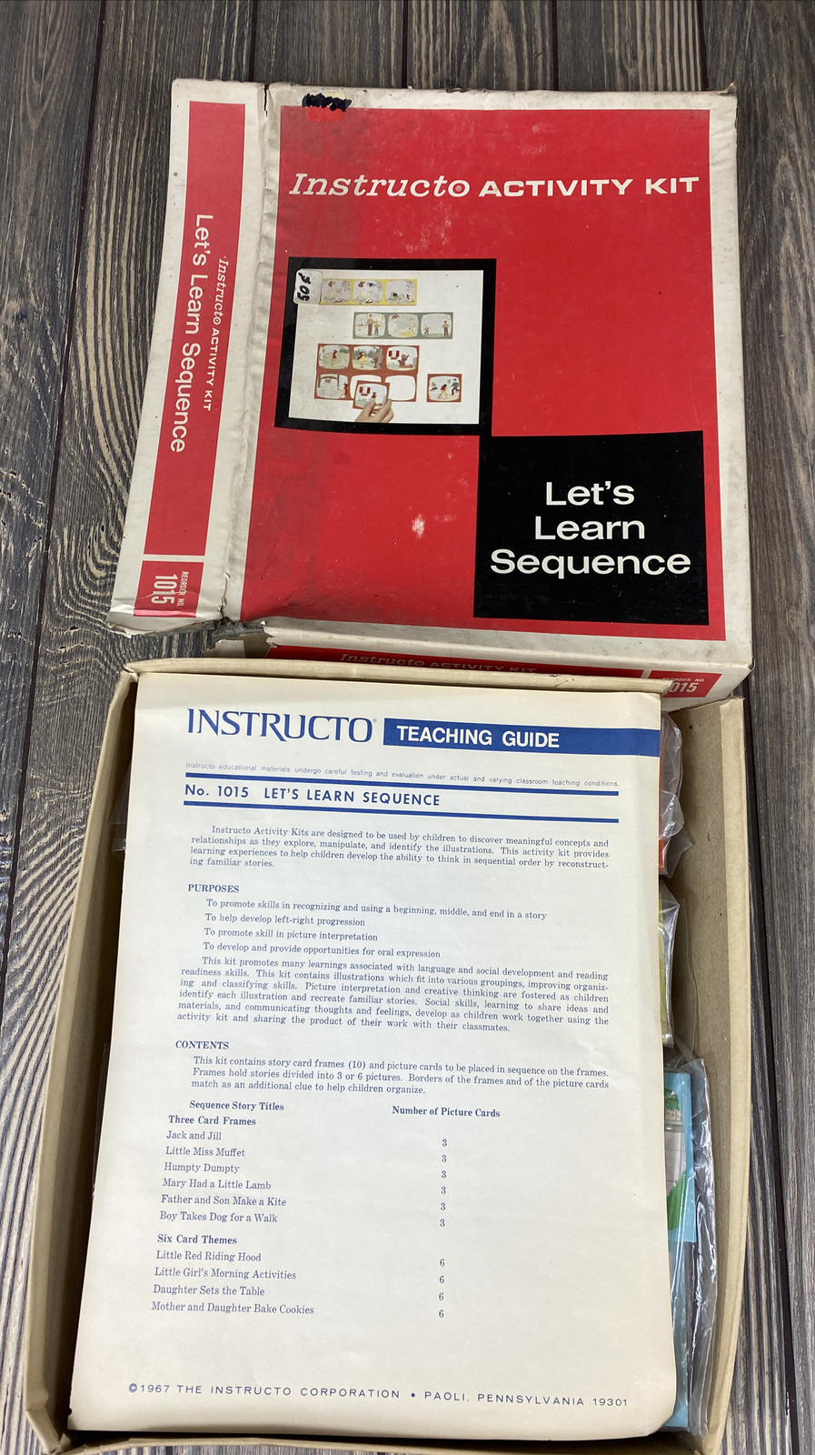 Vintage 1967 Instructo Activity Kit Lets Learn Sequence Teaching Kit