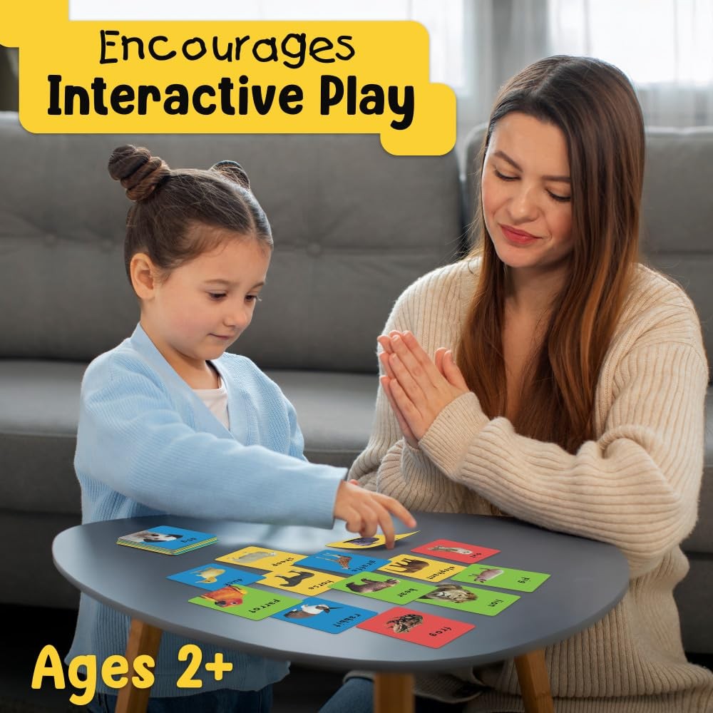 First 100 Animals Matching Card Game Preschool Learning Memory Game Kids