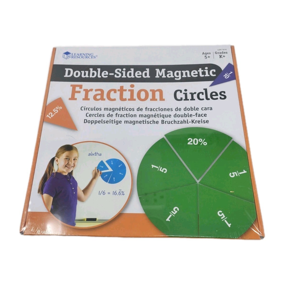 Learning Resources Double-Sided Magnetic Fraction Circles 51 Piece Set LER1616