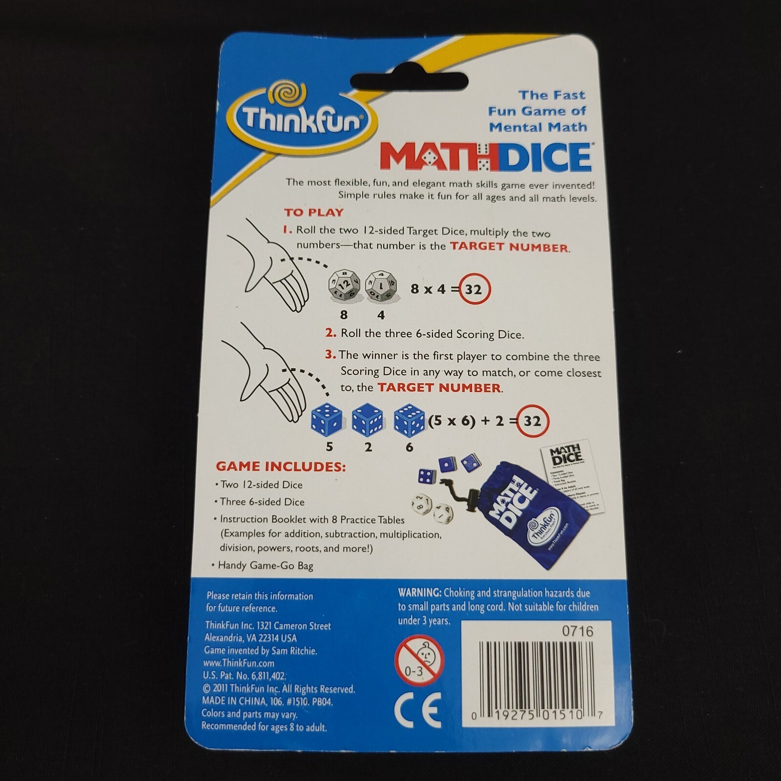 ThinkFun Math Dice Fun Game that Teaches Mental Math Skills to Kids Age 8 and Up
