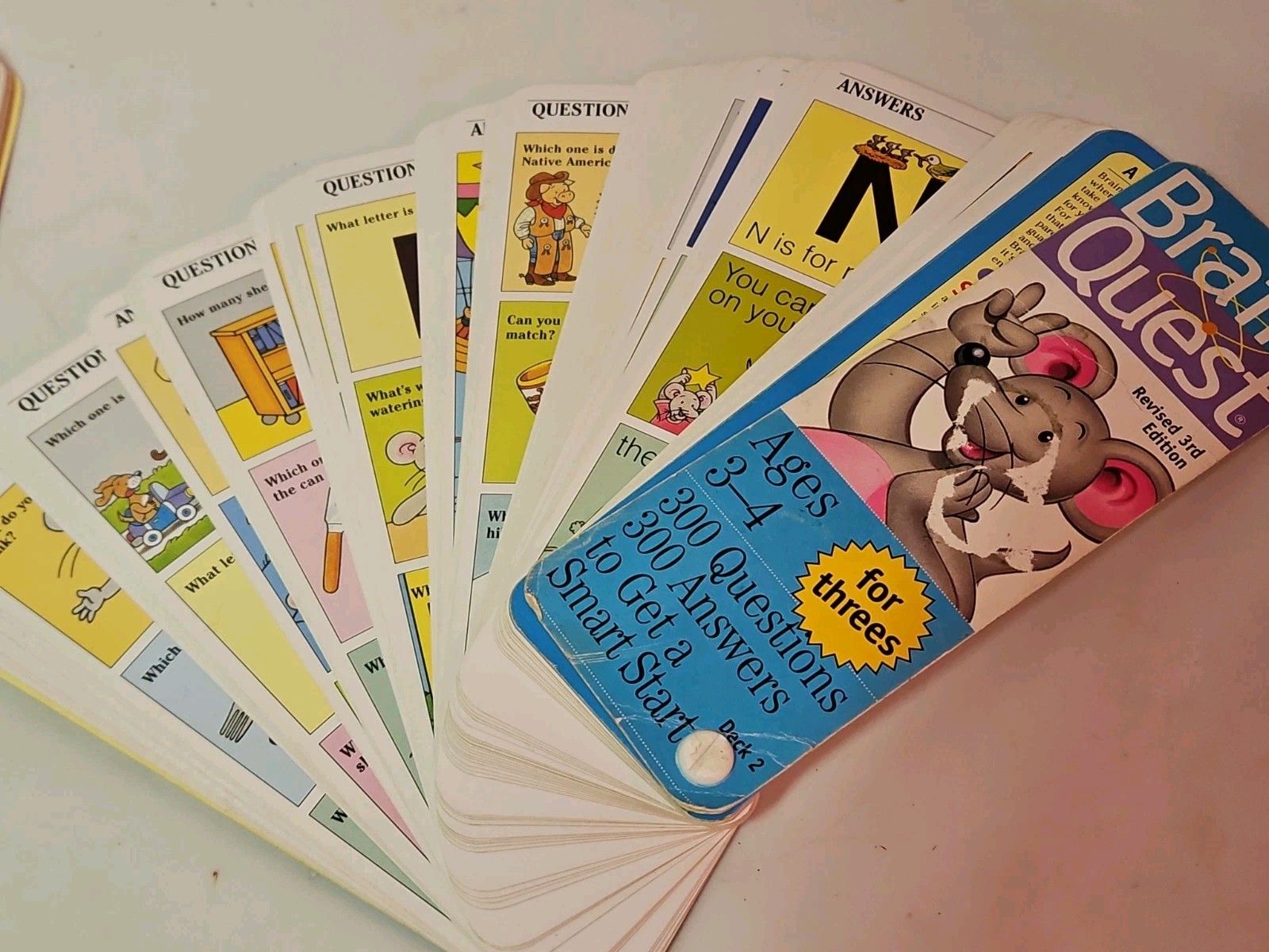 Lot of 3 Brain Quest Smart Quiz Cards Mixed Ages 2to3 To Kindergarten