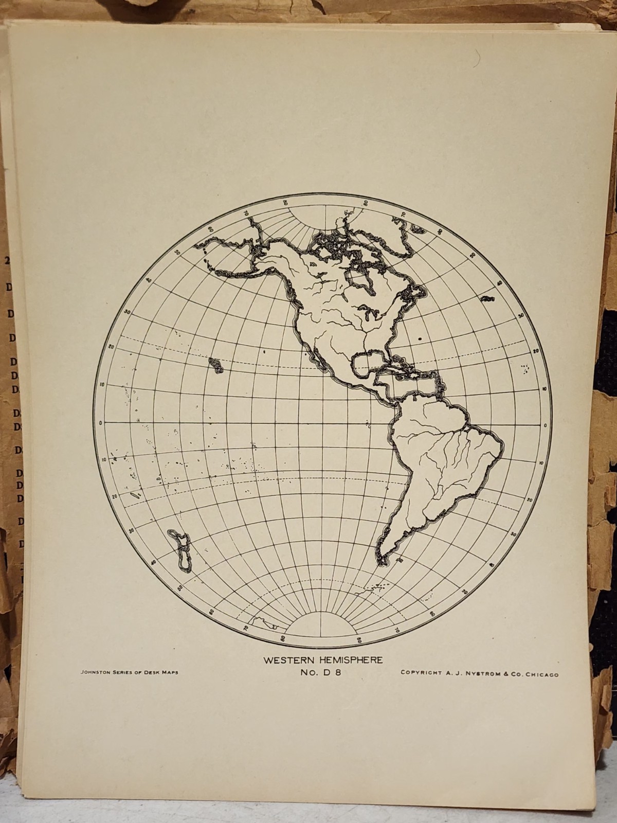 46- Nystrom WESTERN HEMISPHERE NO D 8 Desk Outline Maps Teachers Aids (Rare)