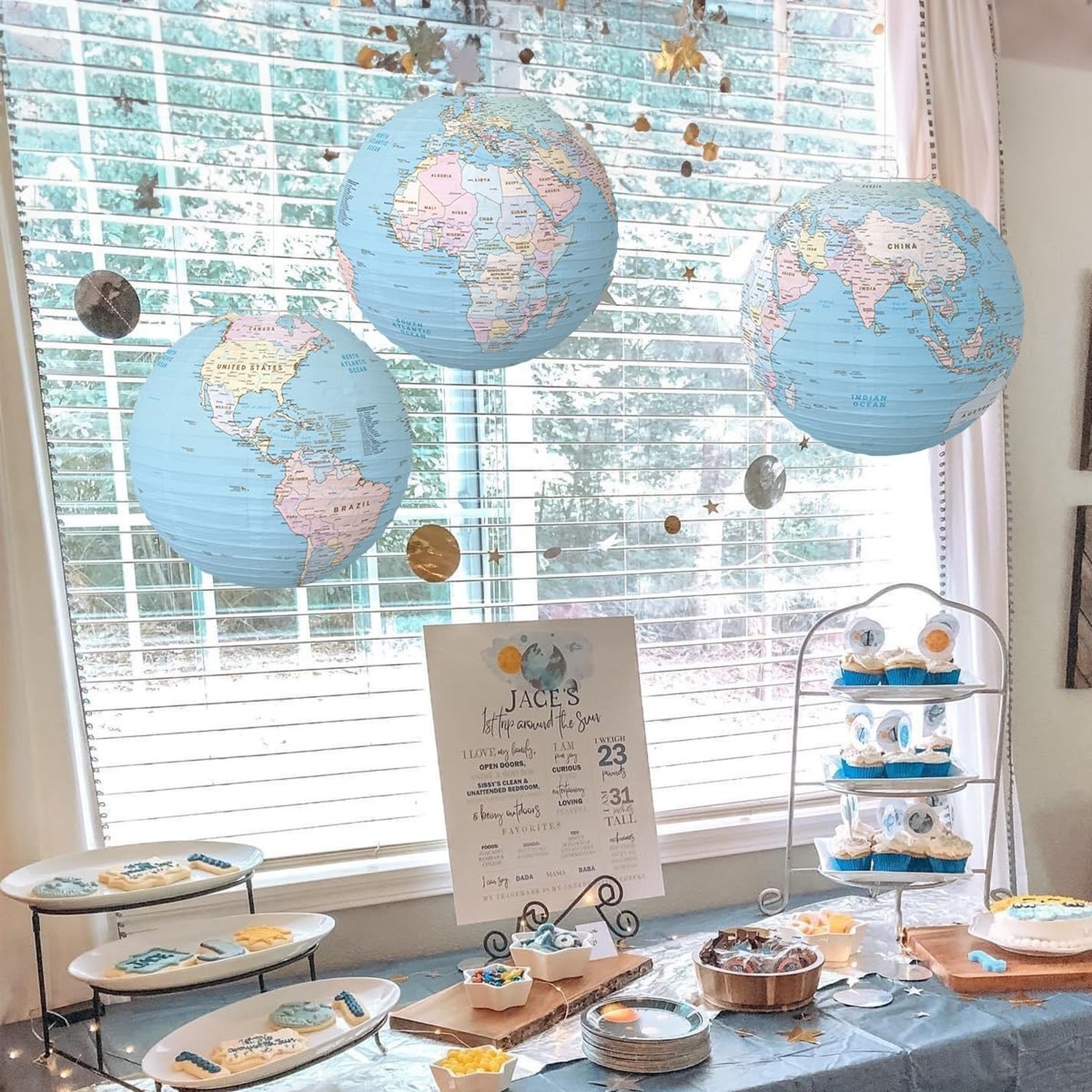World Map Globes Hanging Paper Lantern Map Classroom Decorations Travel Theme…