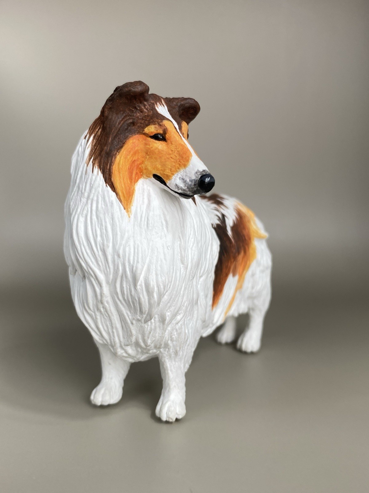 OOAK Custom Schleich Safari Ltd Rough Collie Sheep Dog Plastic Toy Animal Figure