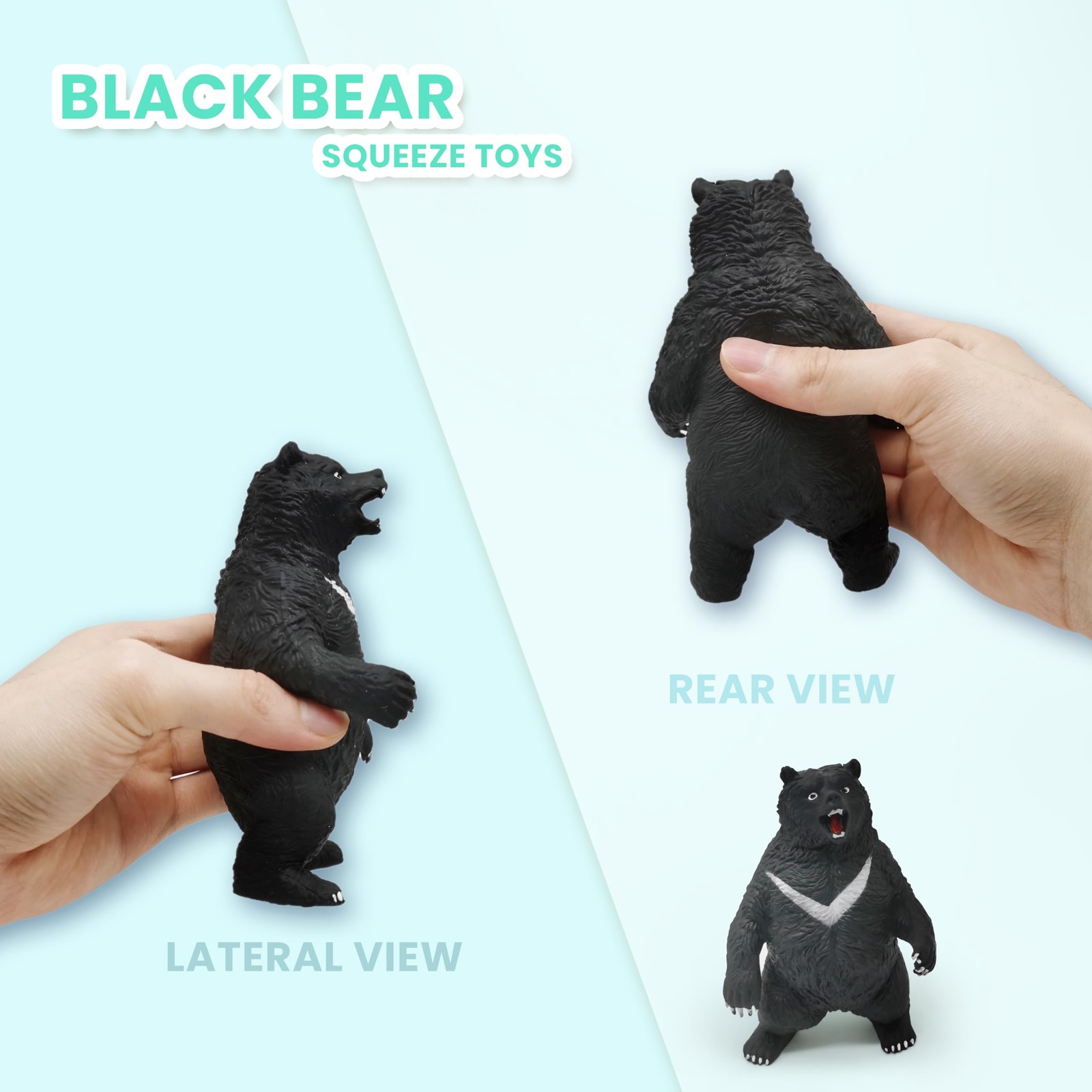 ZTATU Black Bear Stress Balls for Adults (1PCS) Squishy Toys Small to Medium
