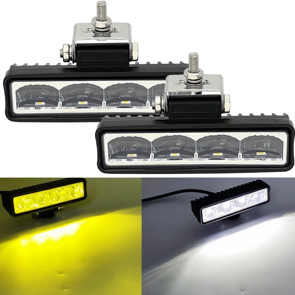 STDYSUN LED White/Yellow Dual Color Fog Lights Driving Lights Bar 2Pcs 6Inch 30W