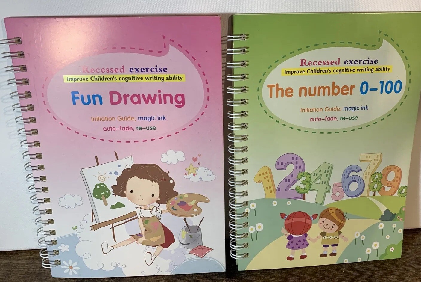 7 Lot Kids Sank Print Reusable Books~Spiral Bound~Handwriting Education