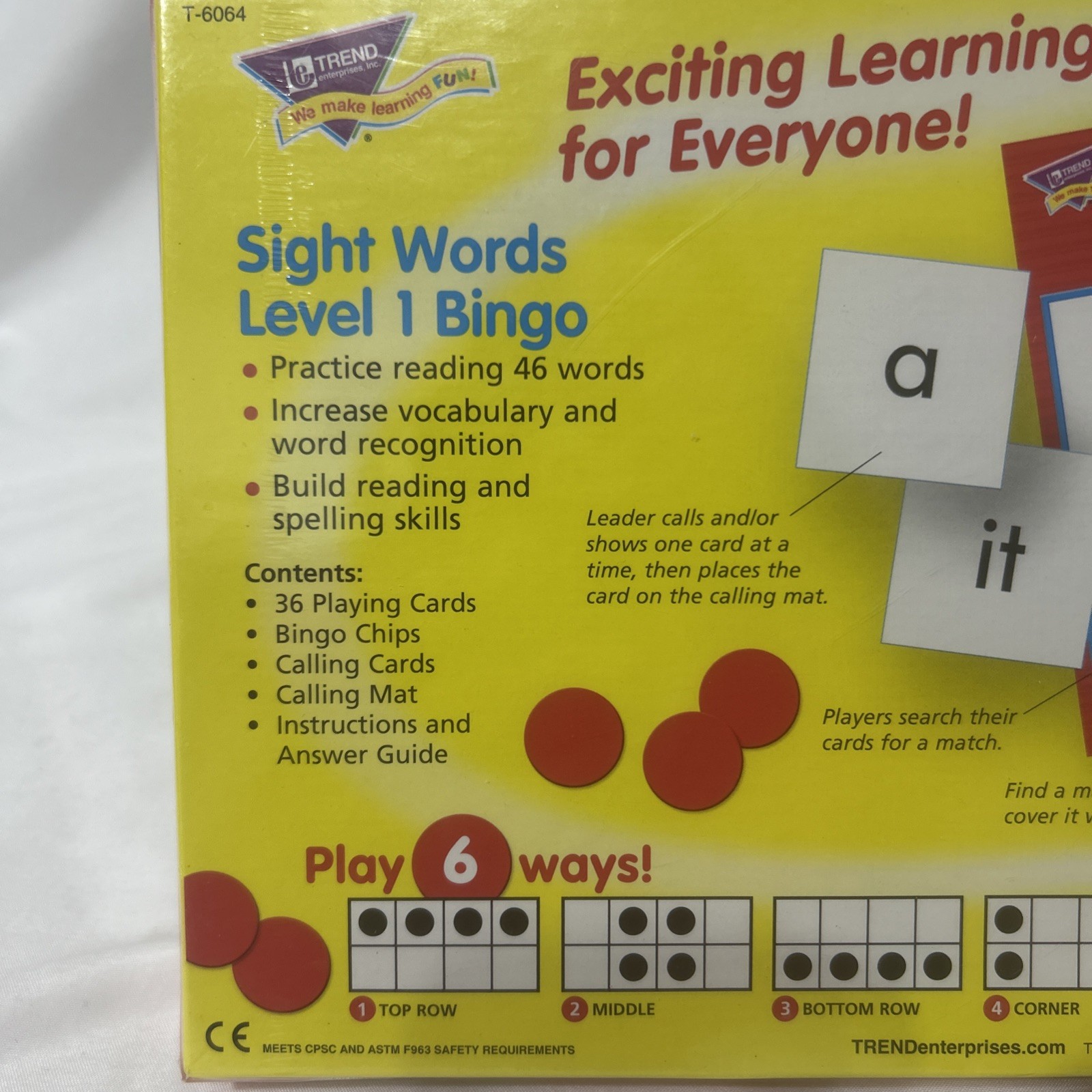 Trend Enterprises Inc Sight Words Level 2 Bingo Game Ages 5+ HomeSchool Reading