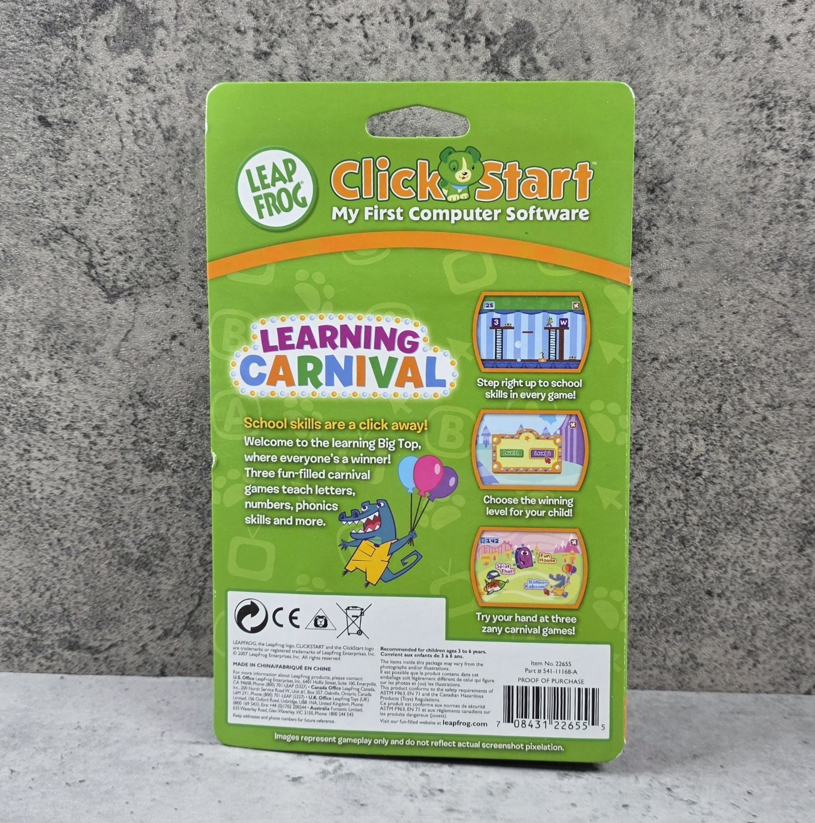 LeapFrog Click Start LEARNING CARNIVAL Game Cartridge Pre-K to K NEW Sealed