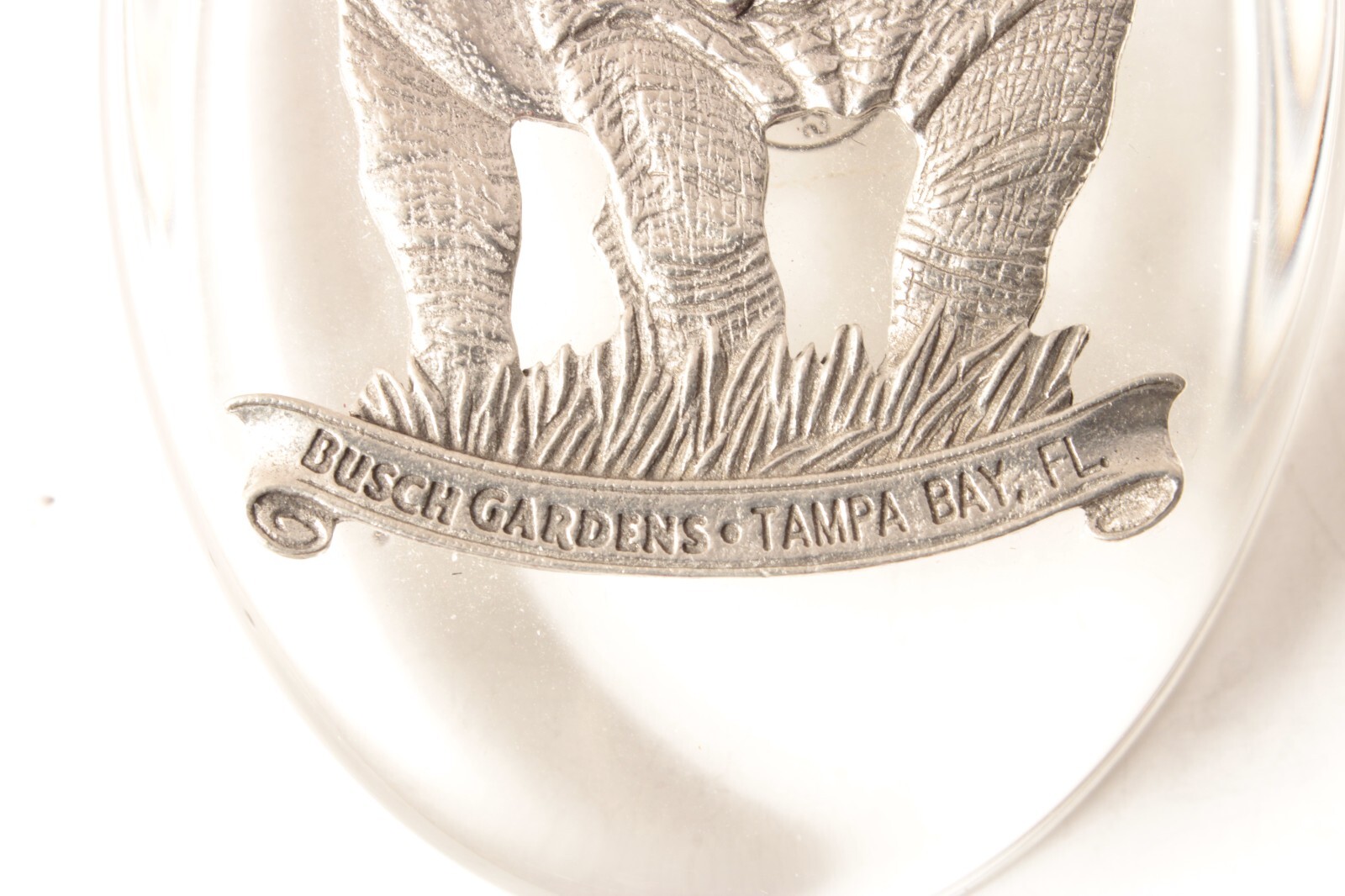 Busch Gardens Tampa Paperweight with Pewter Rhino Quality Piece 4 X 2.5 Inches