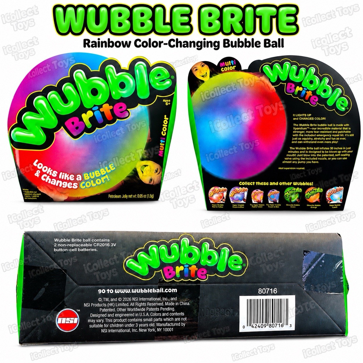 VIRAL Wubble Bubble Ball Wubble Brite Multi Color • Color Changing Ball NSI