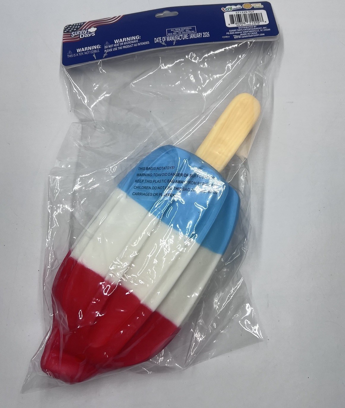 Sunny Days Jumbo Squishy Rocket Pop! Popsicle Squishy! Red White Blue 🔴⚪️🔵