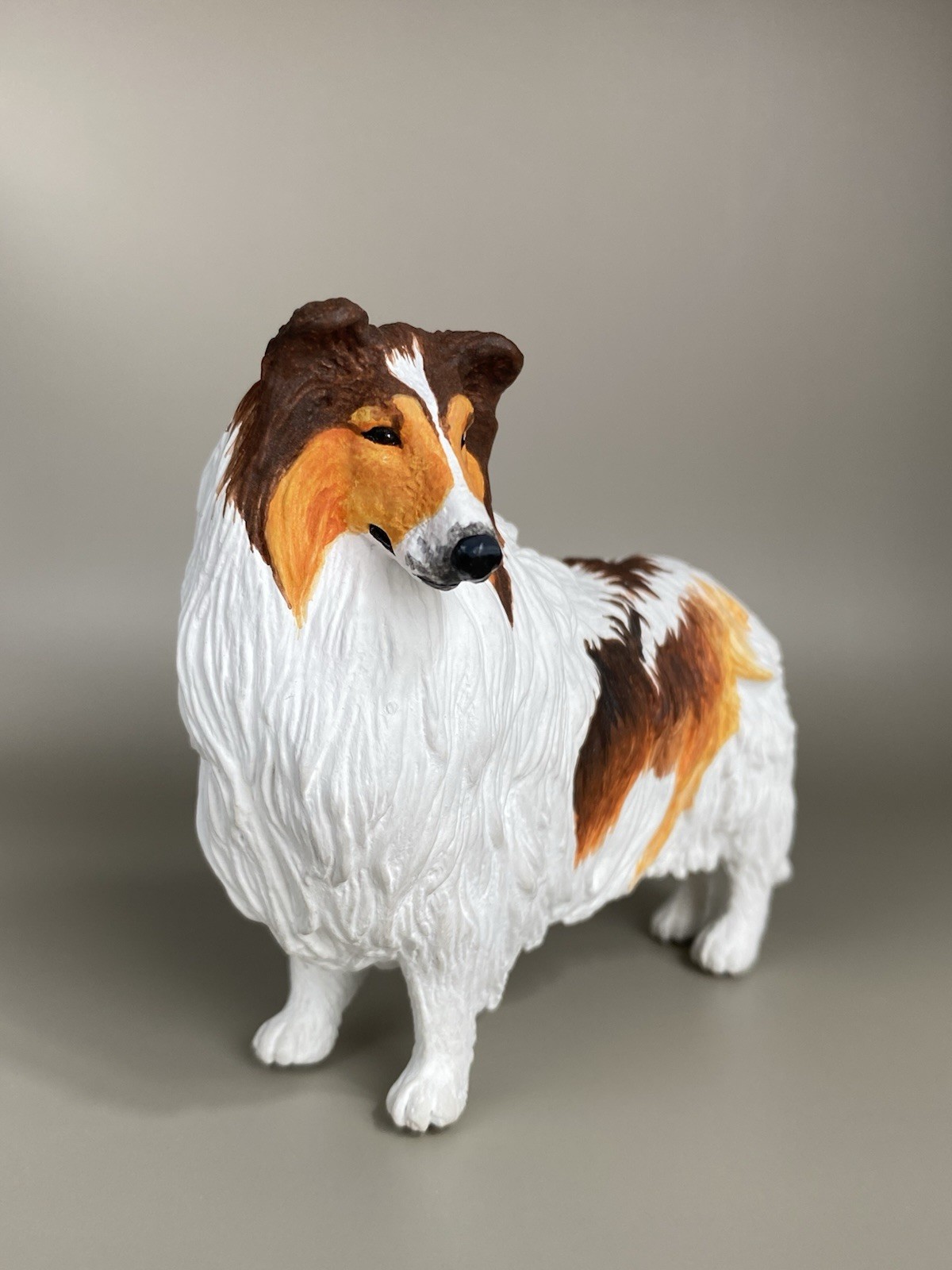 OOAK Custom Schleich Safari Ltd Rough Collie Sheep Dog Plastic Toy Animal Figure