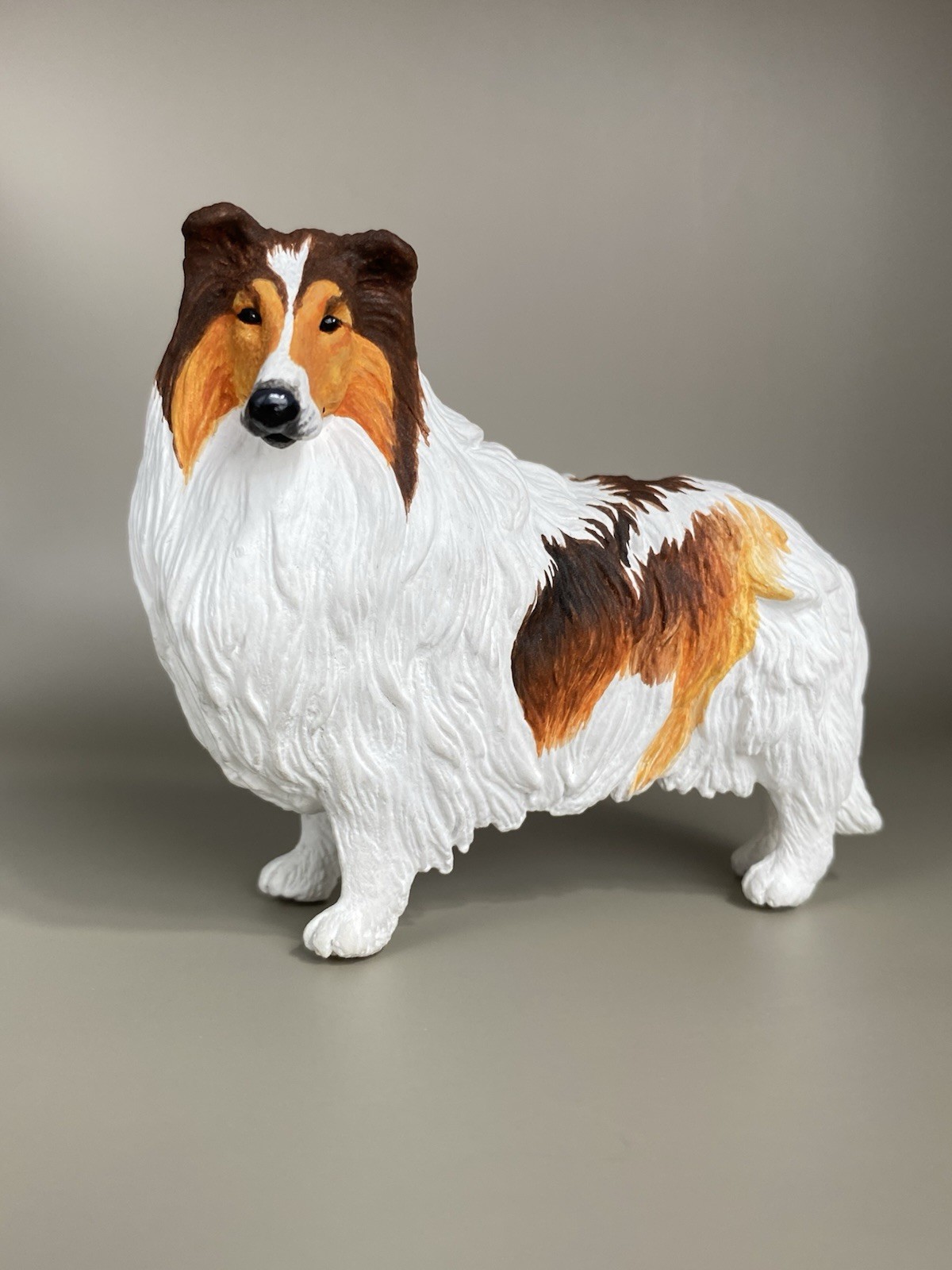 OOAK Custom Schleich Safari Ltd Rough Collie Sheep Dog Plastic Toy Animal Figure
