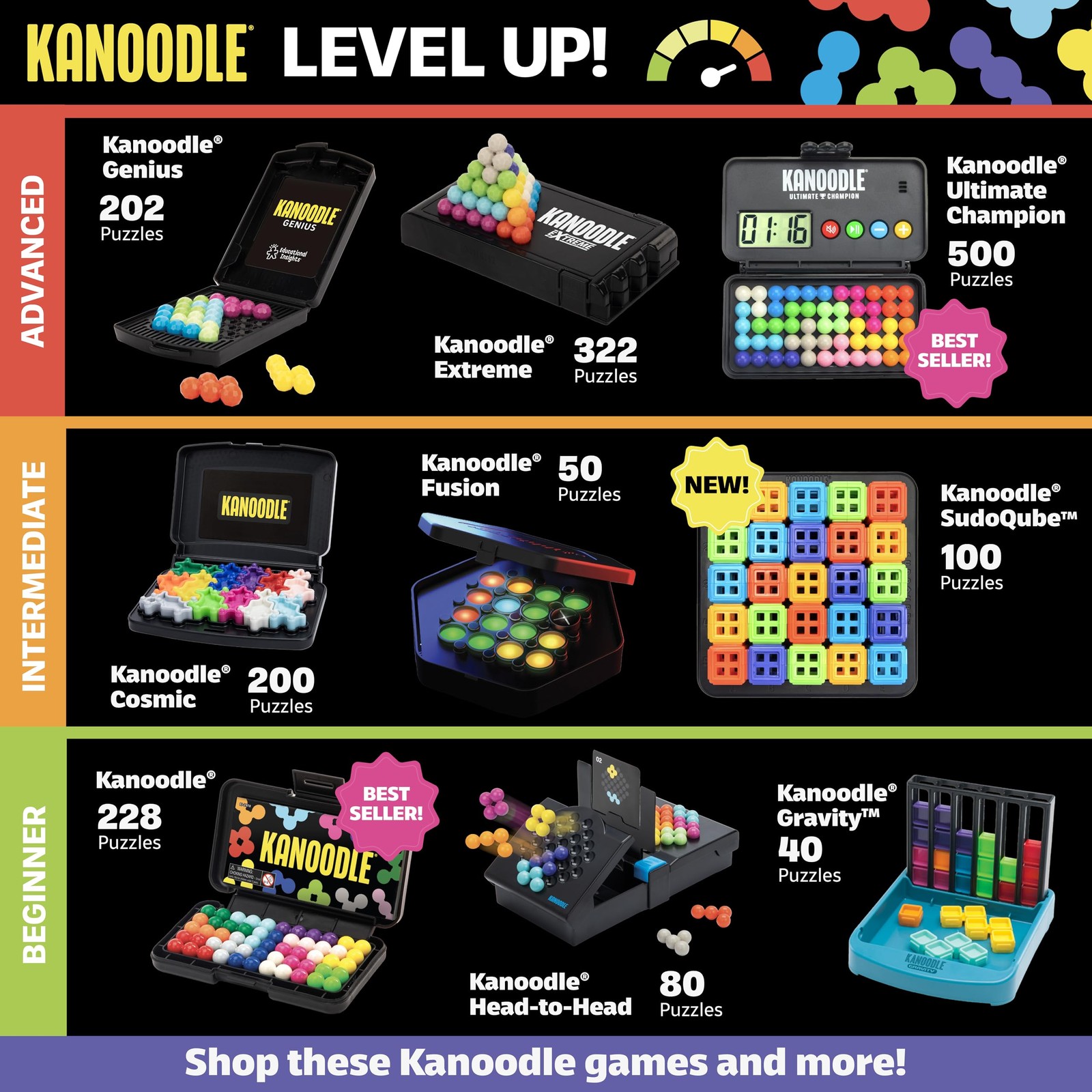 Educational Insights Kanoodle Cosmic Brain Logic Game for Kids, Teens & Adults,