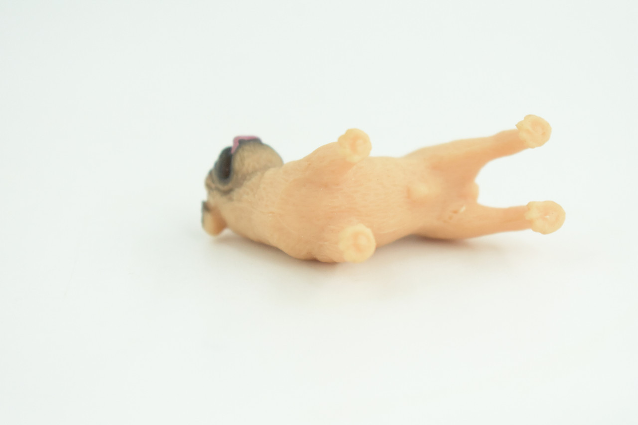 Pug Puppy Dog Toy, Realistic Hand Painted Rubber Model 1 3/4 Inches CH917 BB204