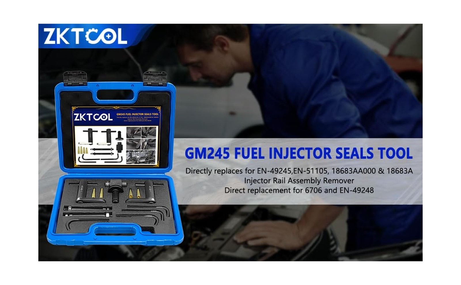ZKTOOL GM245 Fuel Injector Rail Assembly Remover Tool Fuel Injector Seals Ins…