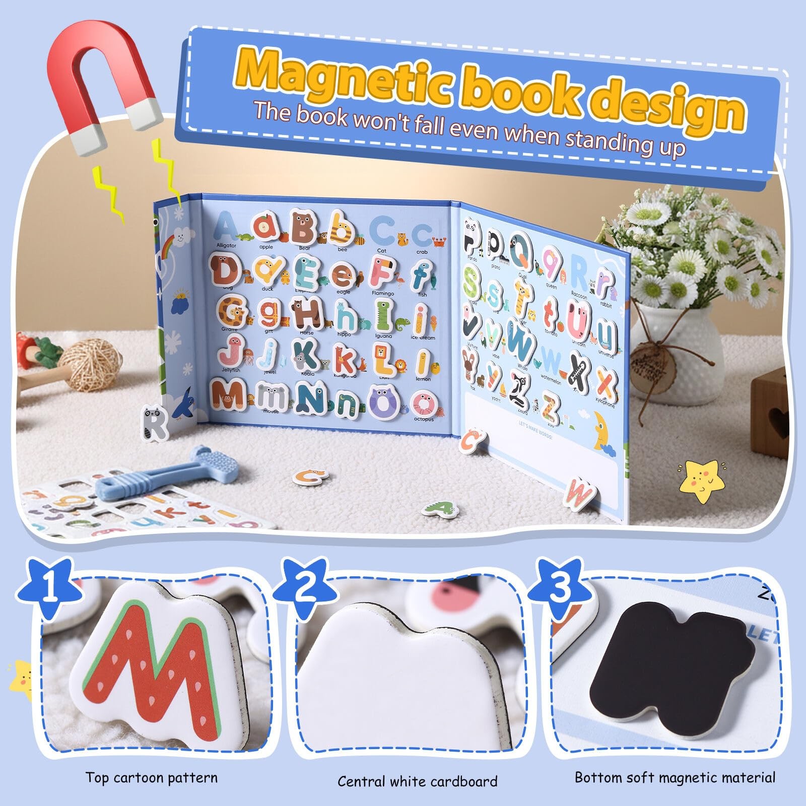 78 PCS Alphabet Magnets for Toddlers 3-5 Years Old – Large, Multi Color