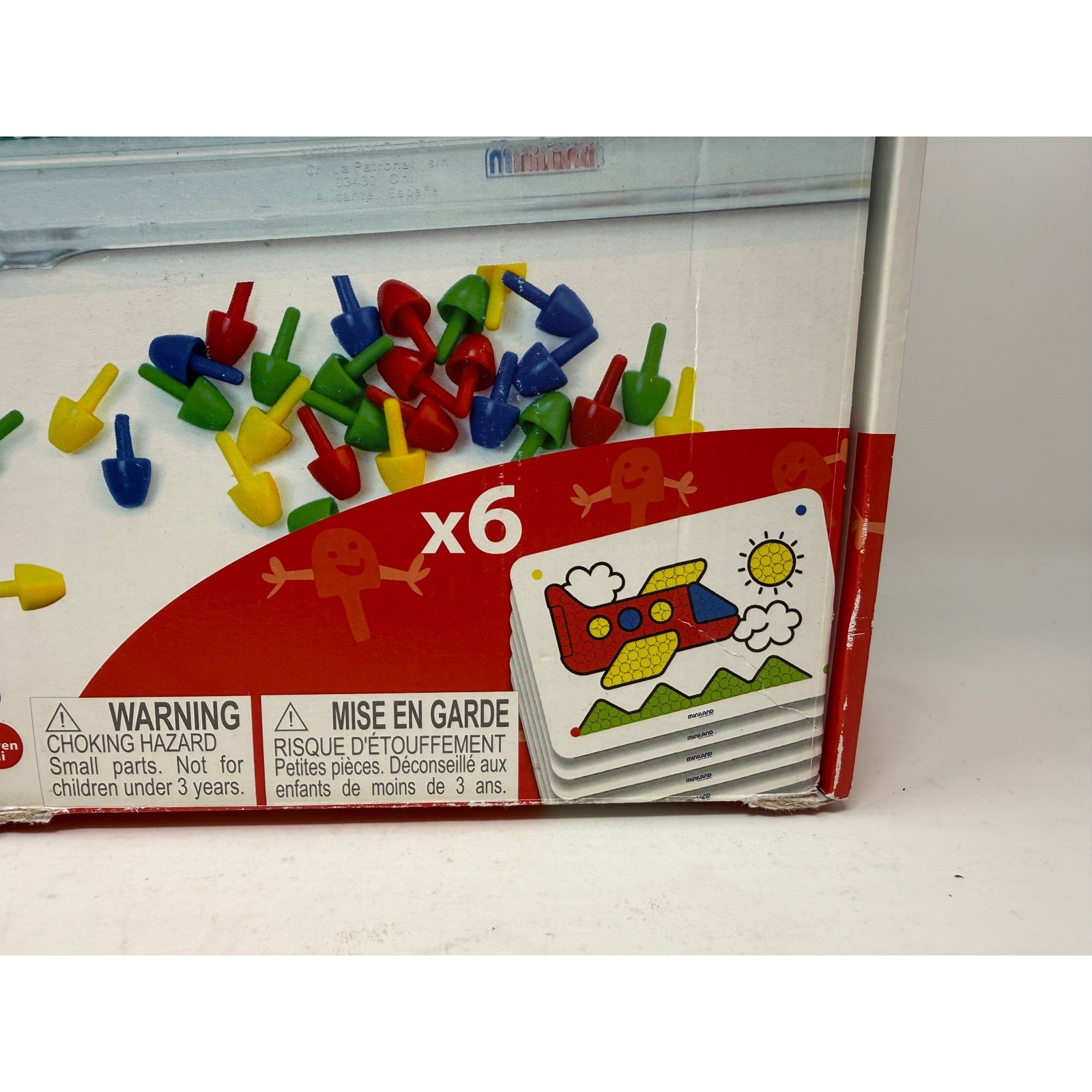 Miniland Educational Pegs 600 Pcs 10mm Mosaic Game Art Set with 6 Pattern Cards