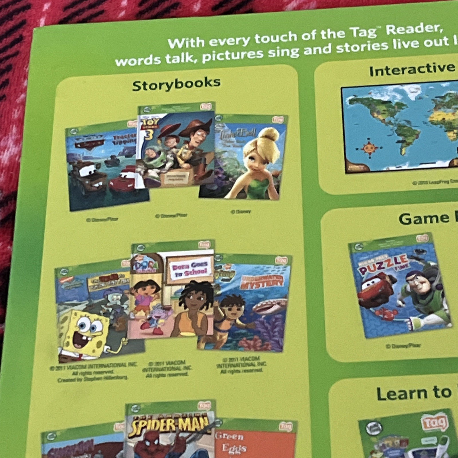 Leapfrog Hardcover Book Disney Pixar Cars 2 Project Undercover Children Kids Tag