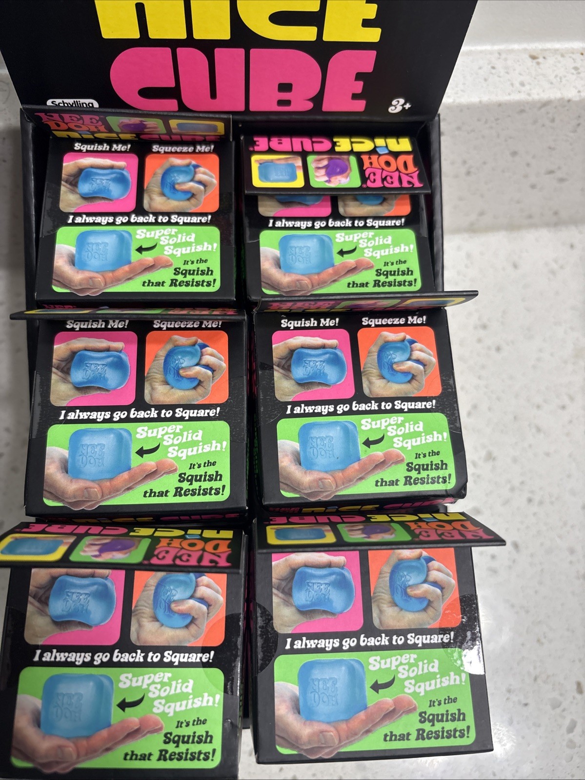 RARE VIRAL 12x NeeDoh NiceCube CASESuper Solid Squish Cube Ice Blue Purple Pink